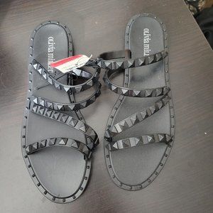 Black Studded Slide Sandal